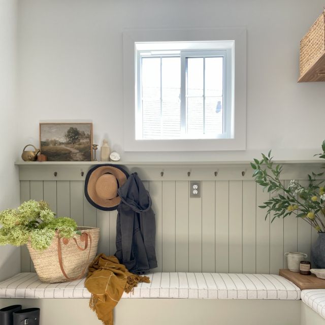 English cottage charm meets practicality in this mudroom.